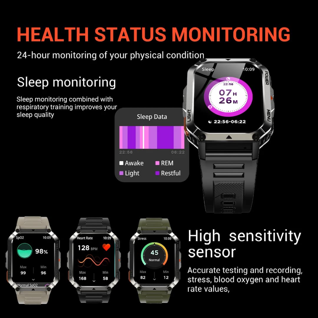 Blackview W70 Pro Smartwatch 2.01'' Screen Bluetooth Voice Calling Outdoor Sports Fitness Smart Watch With LED Flashlight Compas - 5
