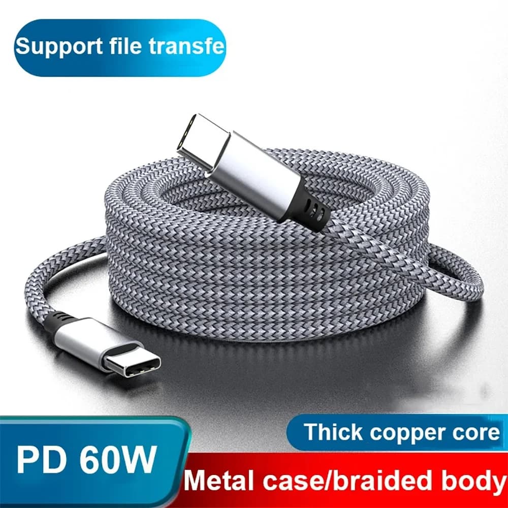 ZIJAZO Type C to Type C PD 60W Fast Charging Cable Type C 3m 5m 8m 10m  Data Cable for iPhone 15 Pro Max Huawei Xiaomi Samsung