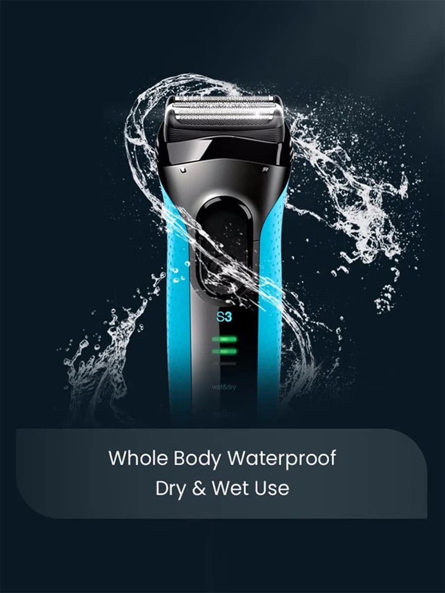 ماكينة حلاقة كهربائية Braun Series 3 ProSkin، 3 شفرات عائمة، أداة تشذيب دقيقة، مقاومة للماء 100%، قابلة للشحن لاسلكيًا للرجال - 3