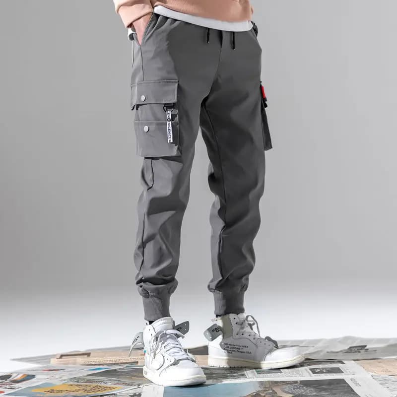 2025 New Trendy Solid Color Pants, Multi Flap Pocket Men's Cargo Pants, Loose Casual Outdoor Pants, Men's Work Pants oversized - 2