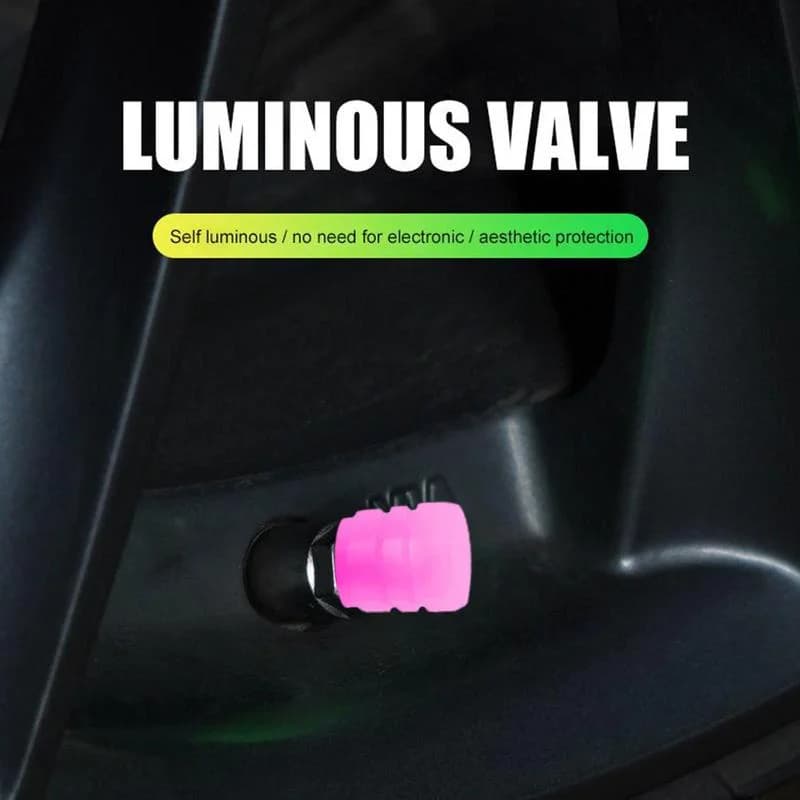 أغطية صمامات إطارات السيارة الفلورية العالمية، أغطية يدوية مرصعة بالكريستال، فوهات صمامات مضيئة، إكسسوارات السيارة، 4 قطع - 5