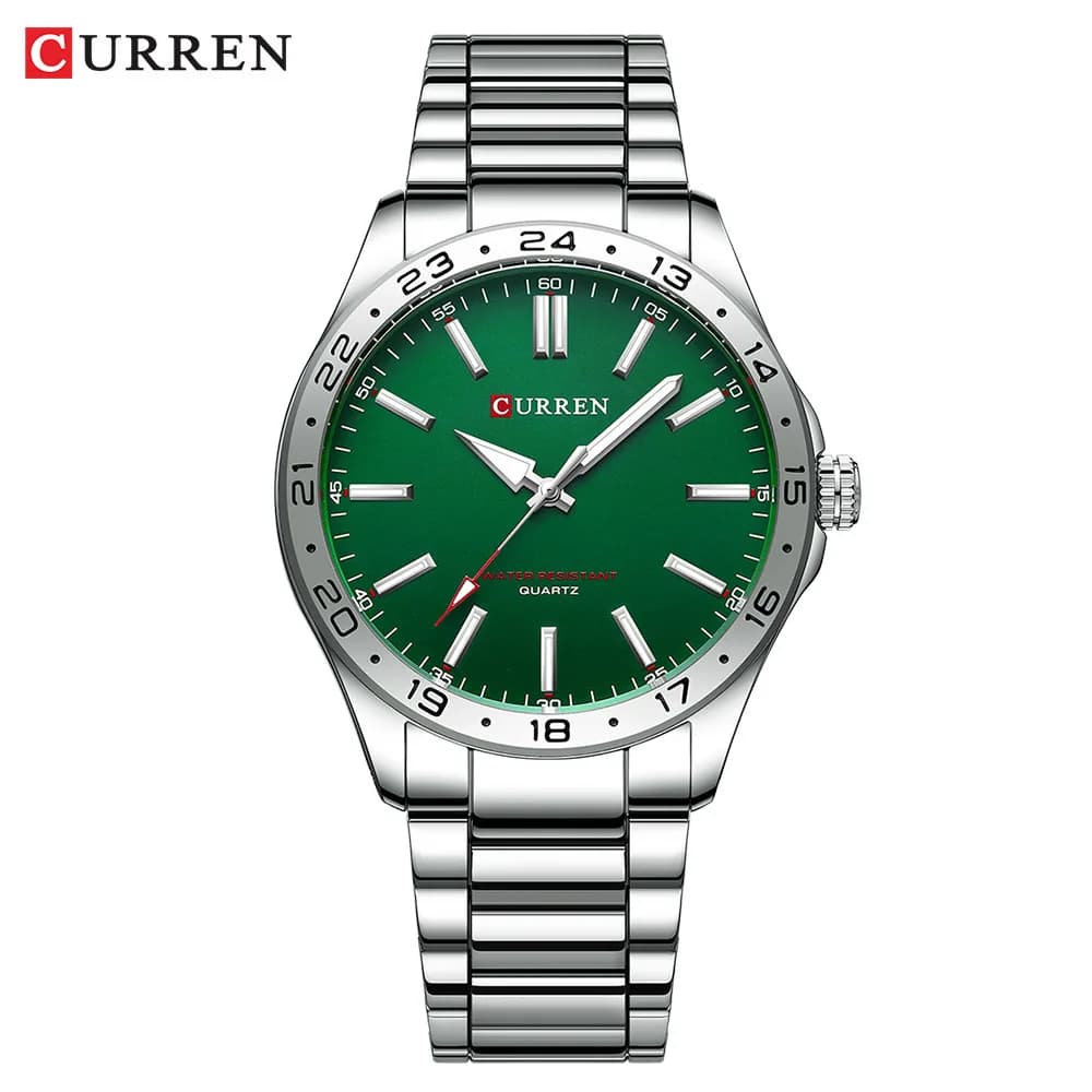CURREN 8452 Men Quartz Watch Simple Fashion Leisure Business Clock Black Silvery Stainless Steel Strap Wristwatch for Male - 3
