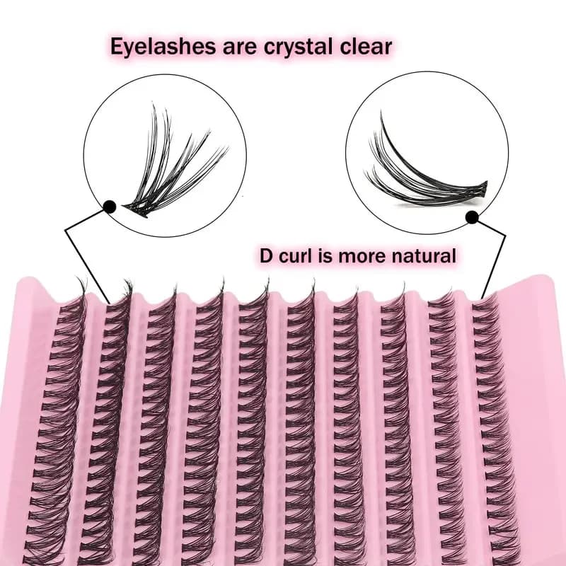 200Pcs DIY Personal Lashes 40P Eyelash Cluster Natural Look Wispy Lashes 9-16MM D Curly Hair Personal Clusters Lashes Fluffy - 3