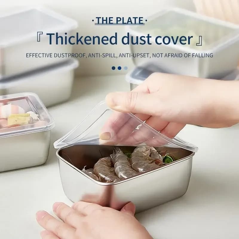 Stainless Steel Food Storage Container with Lid - Airtight Fresh-Keep Box for Fridge | Small Thickened Kitchen Organizer - 2