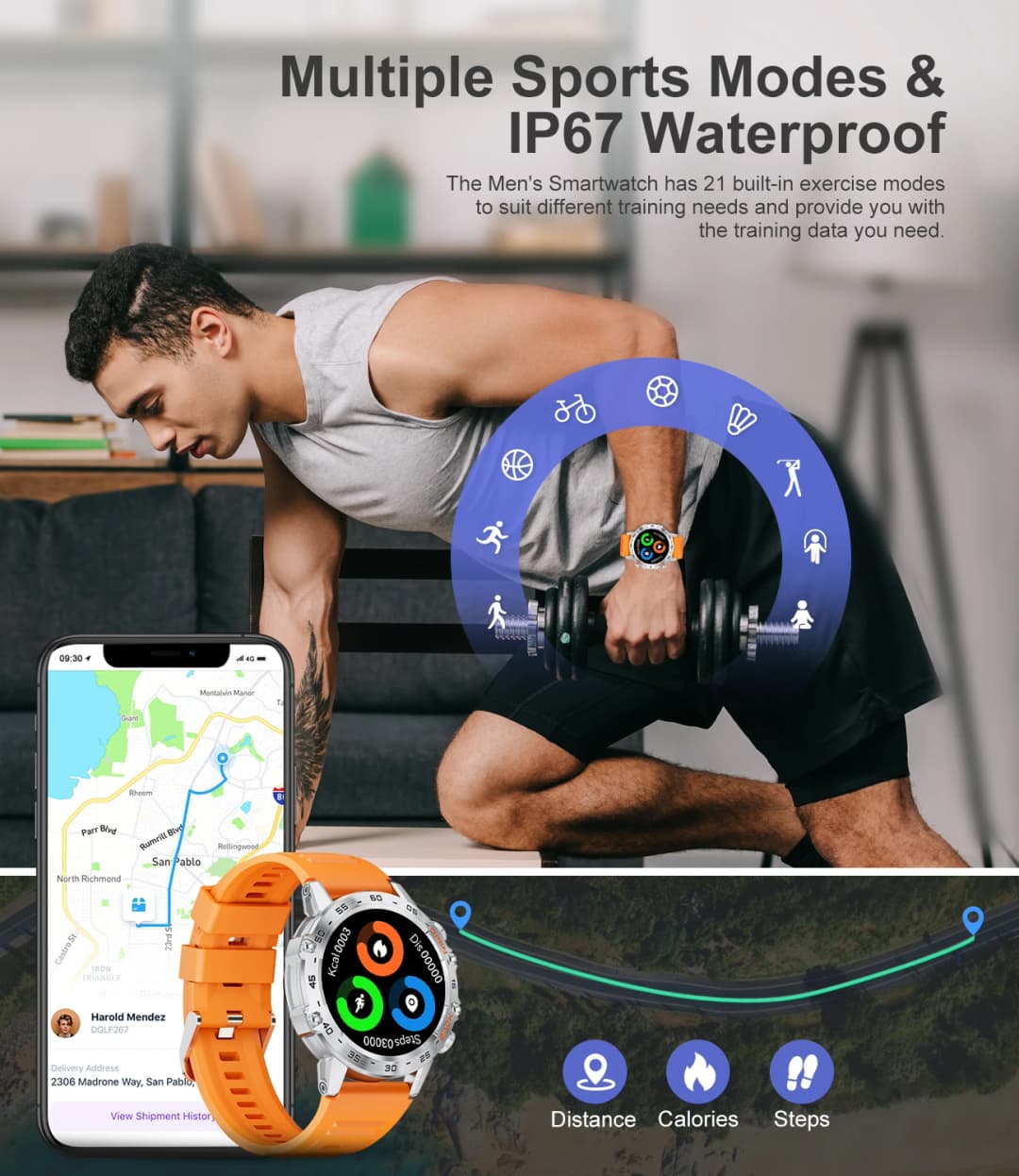 LIGE New1.39" Bluetooth Call Smart Watch Men Outdoor Sport Fitness Heart Rate Health Monitoring Smartwatch for Android IOS Phone - 5