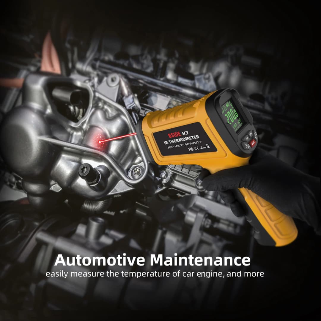مسدس ميزان حرارة بالأشعة تحت الحمراء من BSIDE، -50~1400 °، أدوات اختبار قياس درجة الحرارة الصناعية، محمول باليد، على شكل C - 2