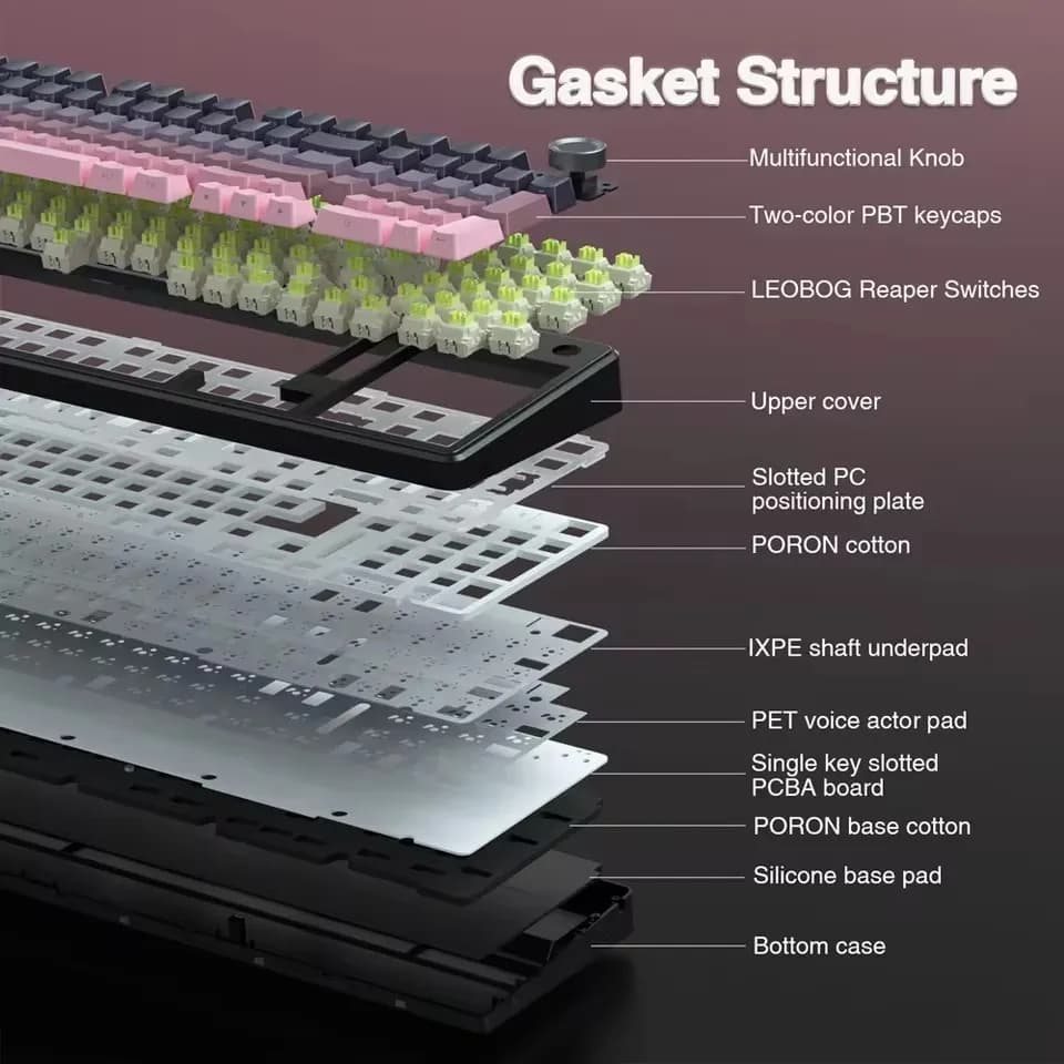 AULA F99PRO Gaming Mechanical Keyboard 99 Key Three Mode Wireless Hot Swappable Gasket Structure Custom Keyboard with Media Knob - 6