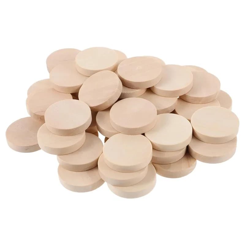 15-35 مللي متر عملات خشبية مستديرة ناعمة غير مكتملة ، رموز مستديرة خشبية فارغة طبيعية لمستلزمات الفن اليدوي ، اللوحة