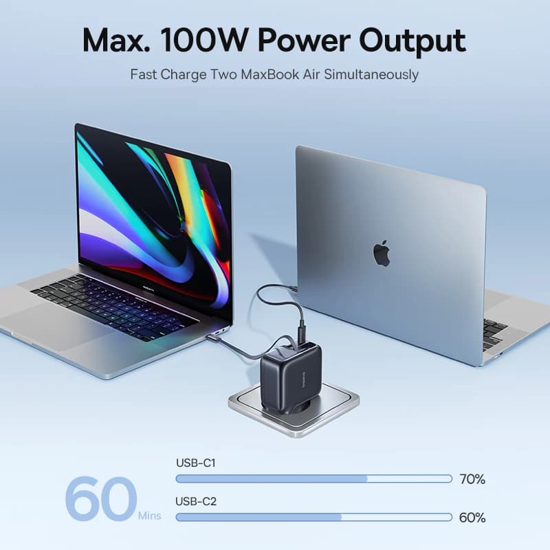 شاحن Baseus 240W رقمي GaN لأجهزة الكمبيوتر المحمولة لينوفو إتش بي ماك بوك شاحن يو إس بي سي مع منفذ شحن سريع دي سي لهواتف آيفون وشاومي - 2