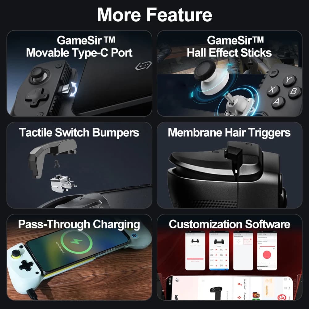 ذراع تحكم للألعاب المحمولة GameSir X5 Lite لهواتف آيفون وأندرويد، ذراع تحكم لألعاب Xbox، عصا تحكم بتأثير هول - 6