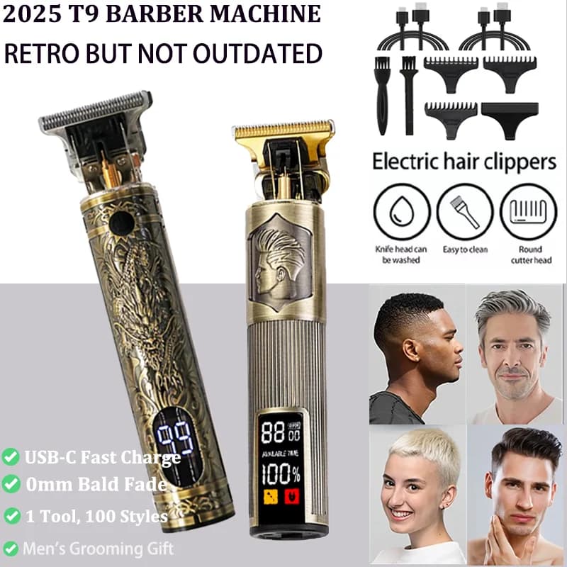 Portable Hairdressing Clipper USB Fast Charging Approaching Zero Gapped Cutting Shaver Man Electric Grooming Kit - 2