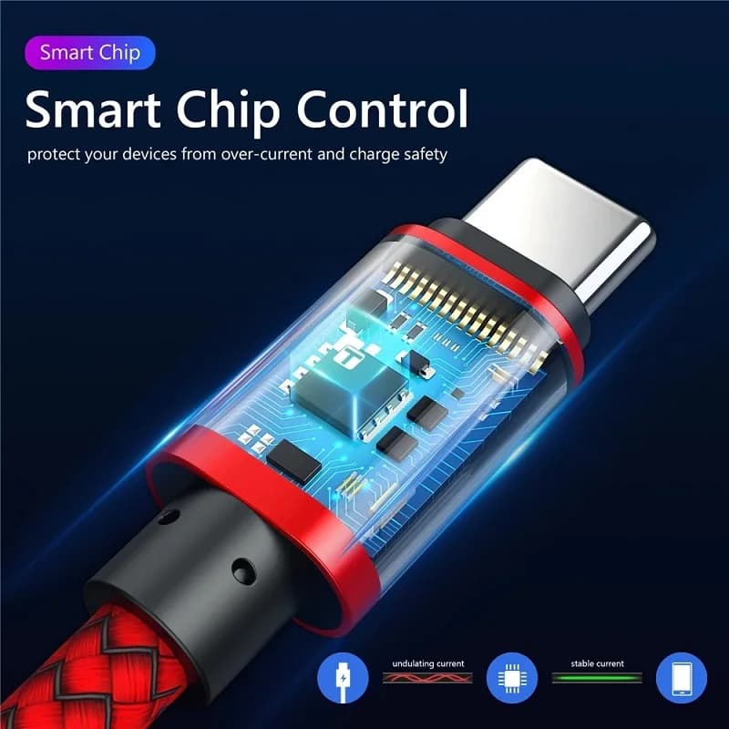 USB A إلى نوع C 2.4A كابل شحن كابل بيانات النايلون لسامسونج هواوي أندرويد الهاتف مضفر TypeC جهاز شحن 1 متر 2 متر 3 متر - 2