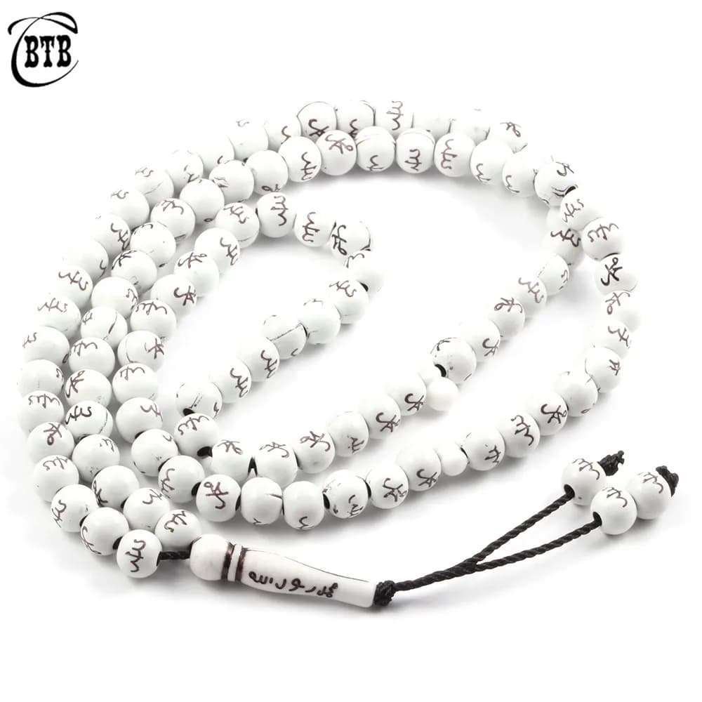 سوار خرز 8 مم مع شرابة، قلادة صلاة مسلمة 99 حبة، مجوهرات تأمل ويوغا