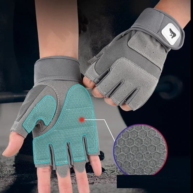 قفازات دمبل للرجال والنساء قفازات تدريب الصالة الرياضية تجريب كمال الأجسام كروس فيت رفع الأثقال واقي معصم غير قابل للانزلاق - 4