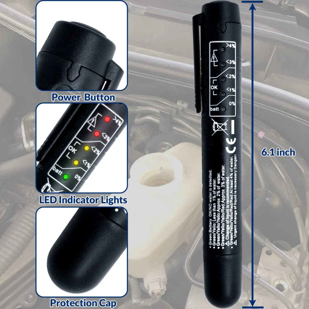 قلم اختبار سائل الفرامل مع 5 مؤشرات LED أداة اختبار سائل فرامل عالمية أدوات قياس رطوبة الزيت قلم اختبار الجودة - 3
