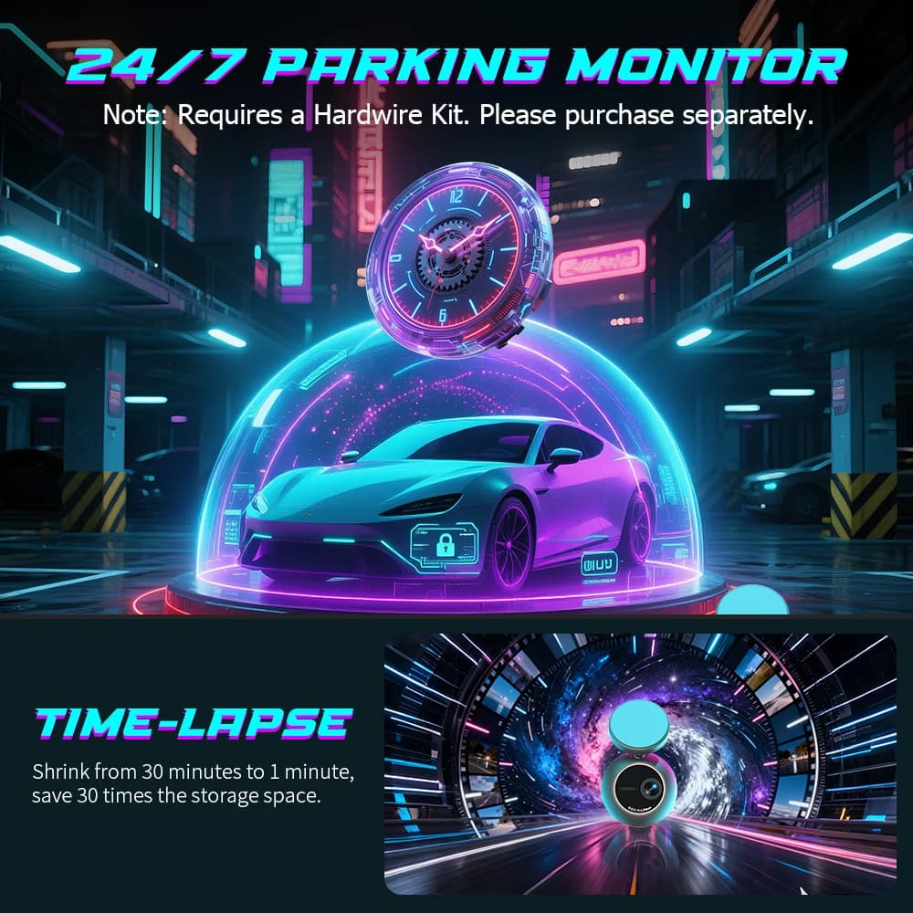 كاميرا لوحة قيادة KAWA Tiny مسجل فيديو بدقة 2K، مسجل فيديو للسيارة MINI ORB، كاميرا سيارة بتحكم صوتي، دوران 360 درجة، قلب الفيديو 180 درجة، كاميرا لوحة قيادة تلقائية - 6