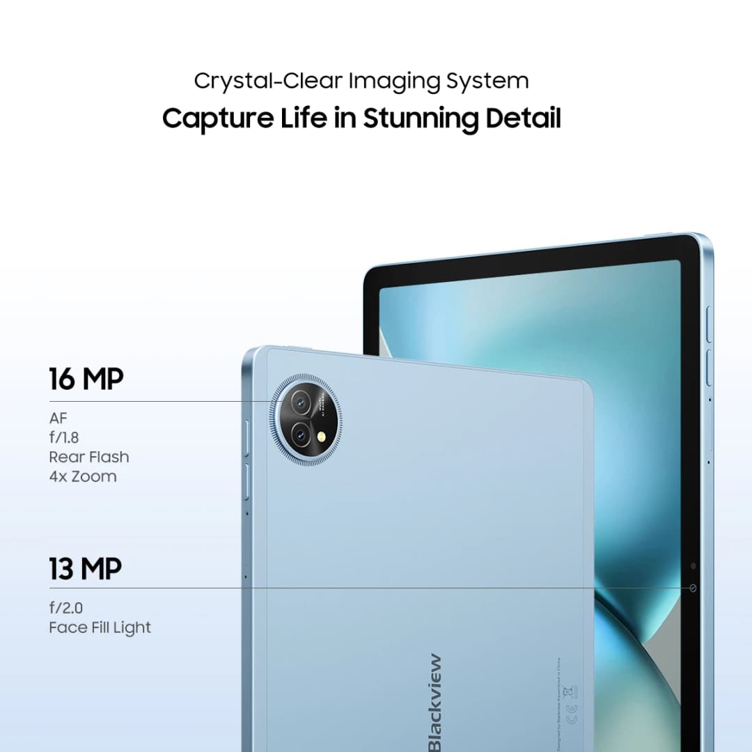 جهاز بلاك فيو زينو 10 اللوحي 5G مع ذكاء اصطناعي، معالج T8200 ثماني النواة، شاشة 11 بوصة FHD+ بمعدل تحديث 90 هرتز، أندرويد 15، مع بلوتوث - 4