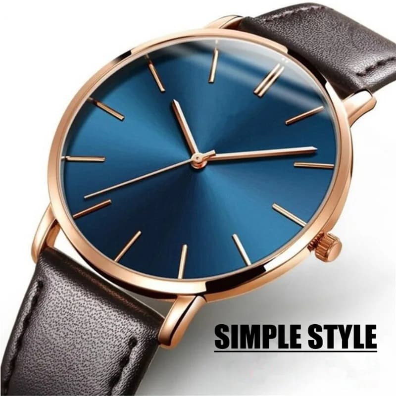 Minimalist Men's Watch Fashion Elegant Unisex Women Wristwatch Leather Strap Simple Quartz Wristwatch Relojes Casual Clock Saati - 5