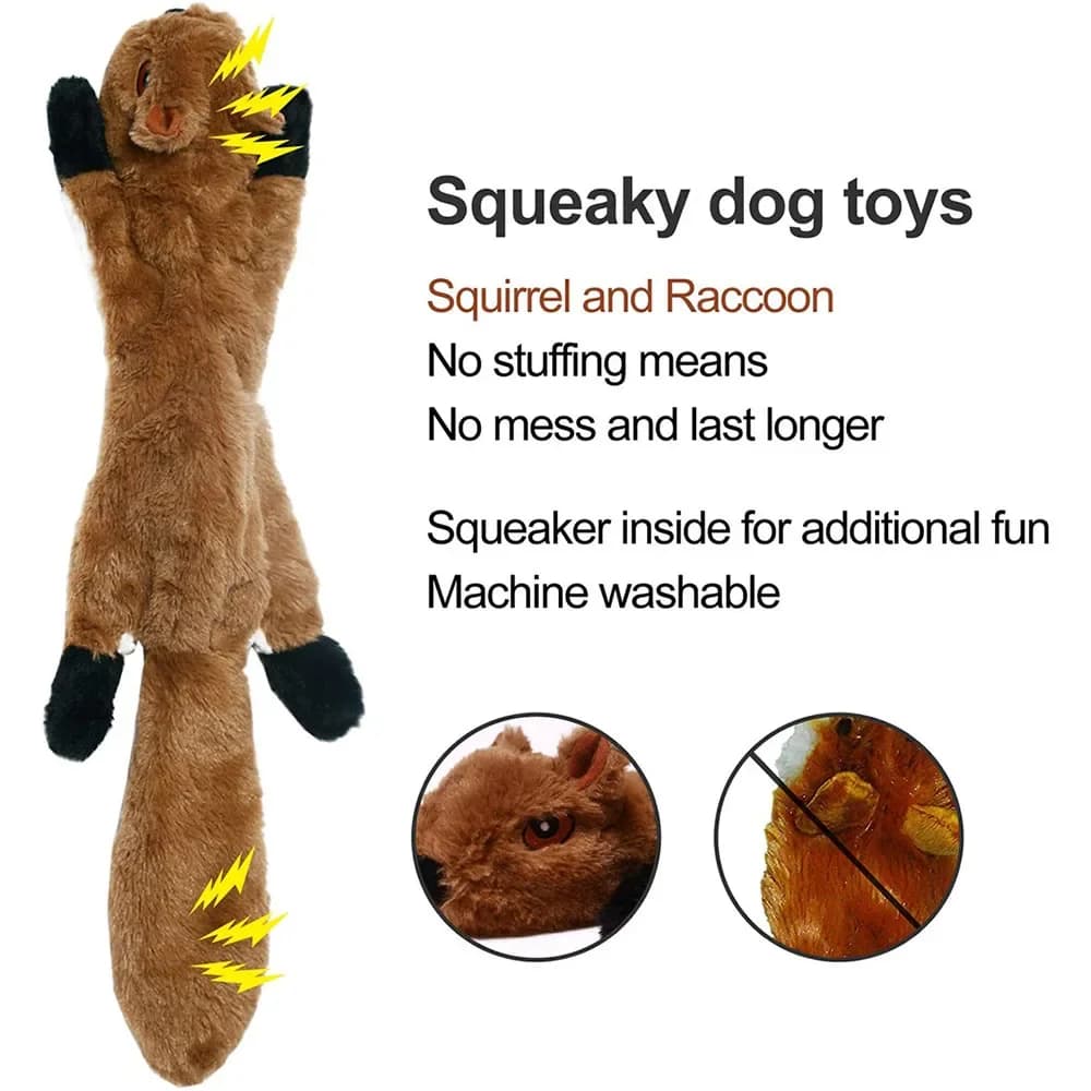 Funny Simulated Animal No Stuffing Dog Toy with Squeakers Durable Stuffingless Plush Squeaky Dog Chew Toy Crinkle Pet Squeak Toy - 2
