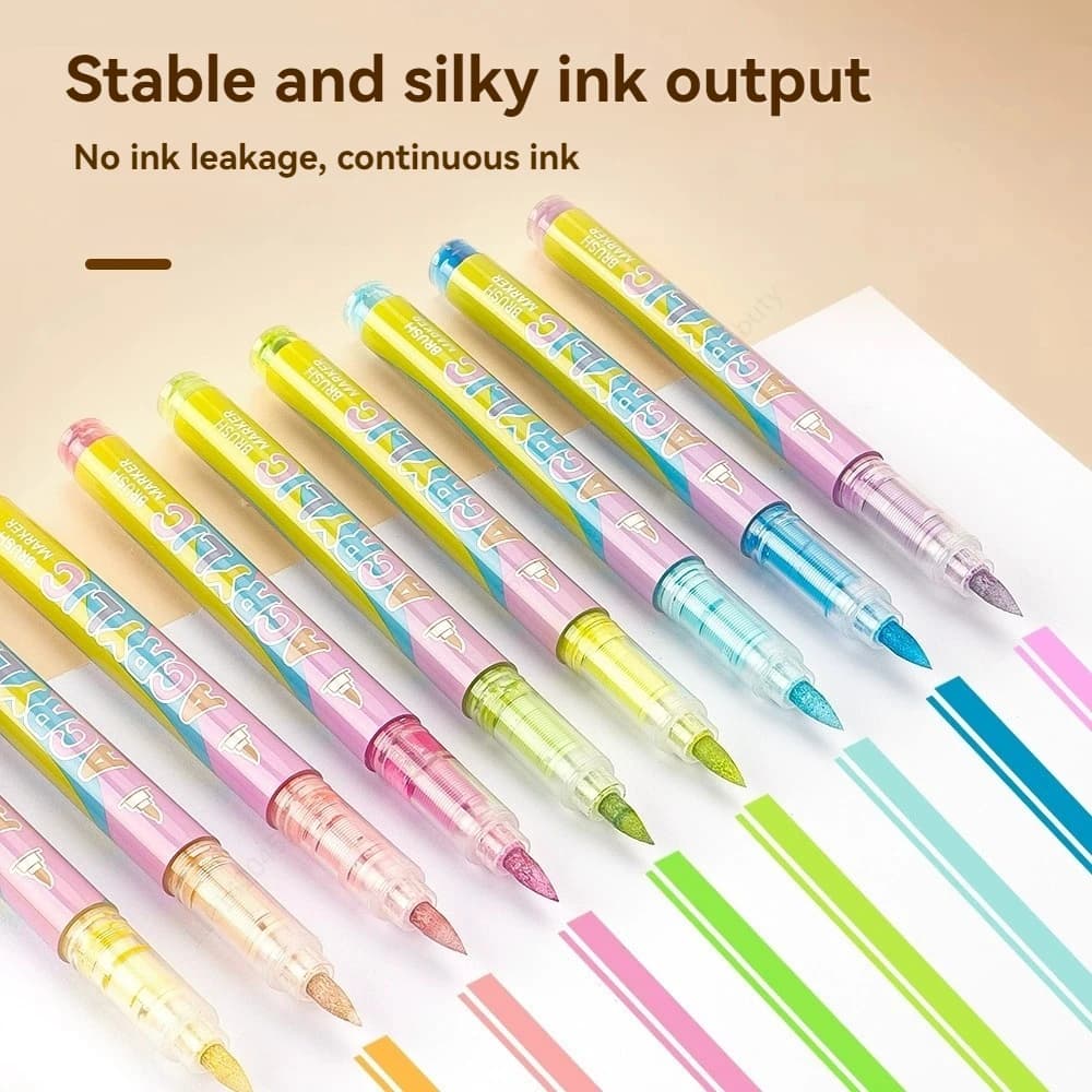 أقلام طلاء أكريليك 84 لونًا، مع نظام حبر سائل، طرف فرشاة، مناسبة للخشب والزجاج والقماش والحرف اليدوية - 5