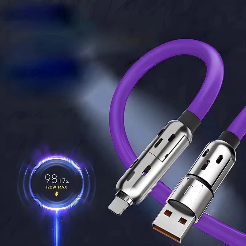New 4 in 1 Multi Connectors Charger Rotating Elbow USB to Type-C Mobile Phone 240W Fast Charging Silicone Cable Data Transfer - 4