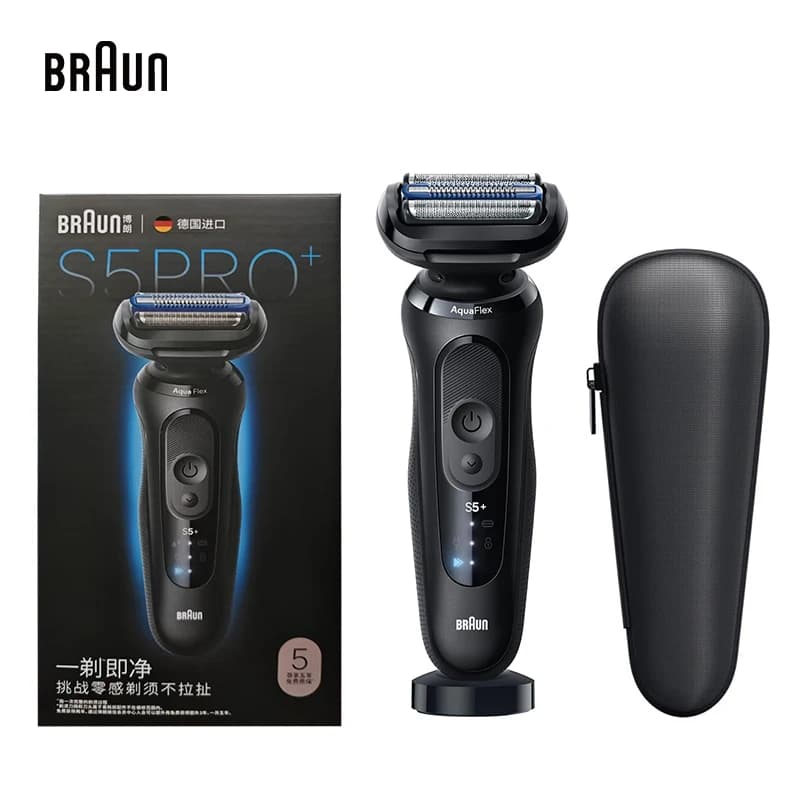 ماكينة حلاقة كهربائية براون سلسلة 5 برو 53-N20010cs SkinAir حلاقة لطيفة AutoSense طاقة متكيفة رأس عائم 4D للحلاقة الجافة والمبللة