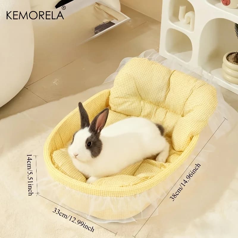 1PCS Fluffy Bunny Princess Nest Soft Plush Bed with Lace Edges Cozy Rabbit Bedding for Small Pets Hamsters Guinea Pigs - 6