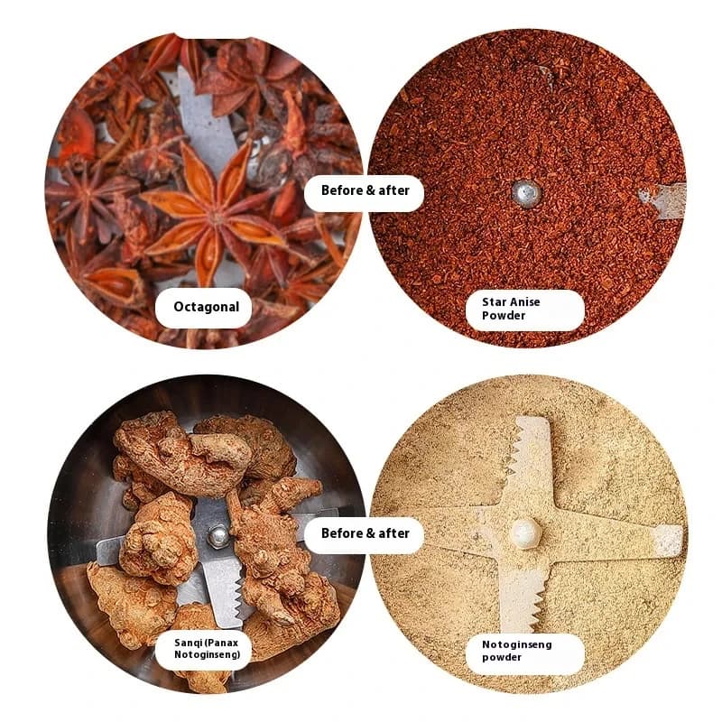 مطحنة كهربائية متعددة الوظائف من الستانلس ستيل 304 (قابس أوروبي) مع شفرات 8 صفحات، مناسبة للتوابل والبقول - 6