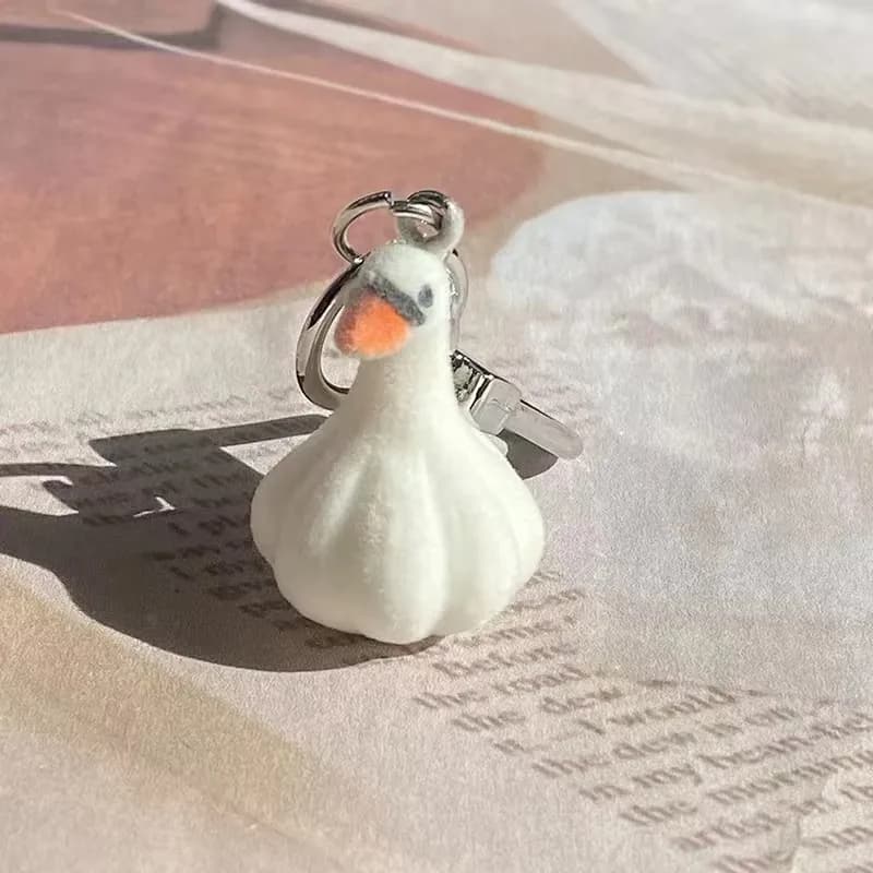Fluffy Alpaca Elk Capybara Animal Keychains Resin Cartoon Lovely Funny Garlic Goose 3D Doll Pendant Bag Box Car Key Ring Jewelry - 4