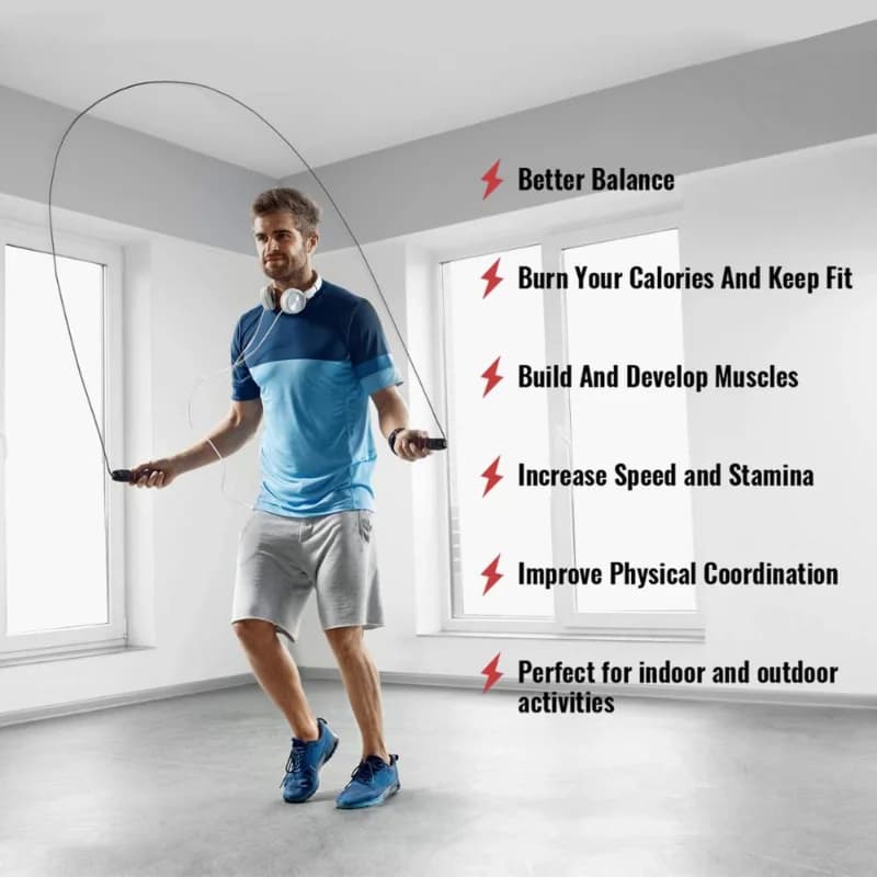 حبل قفز سريع من الفولاذ، متين، لممارسة الرياضة والتدريب المنزلي - 5