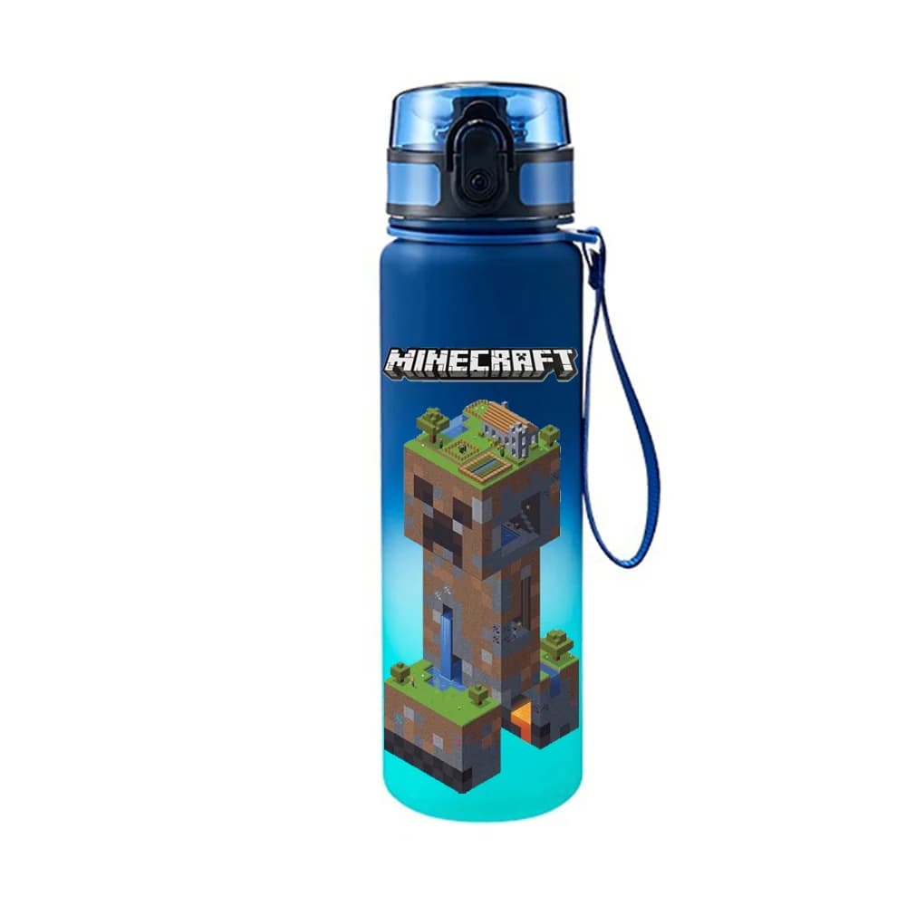 650ML Game MC Pixel Style Water Blue Bottle Portable Water Cup Large Capacity Sports Outdoor Plastic Leak-Proof Water Bottle - 2