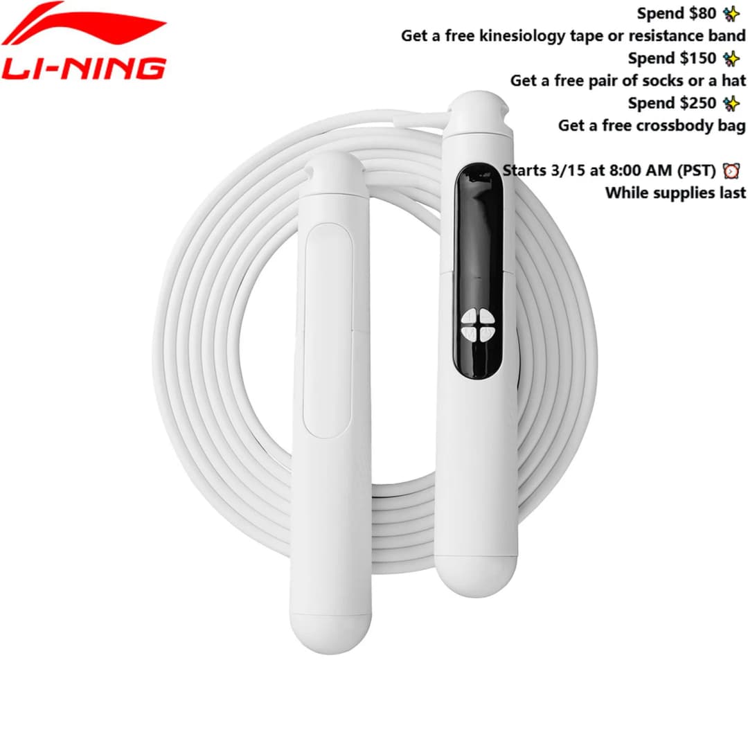 Li-Ning Unisex Jump Rope With Counter Fitness Exercise Training LiNing Men Women Adjustable Jump Rope AQEU071