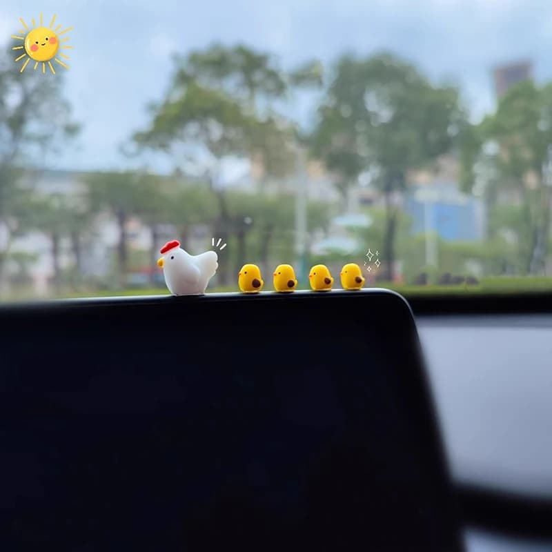 اكسسوارات دجاج صغيرة لطيفة للوحة السيارة، ديكور مرح لمرآة الرؤية الخلفية، حلي داخلية، هدايا للحديقة والمنزل والسيارة - 3