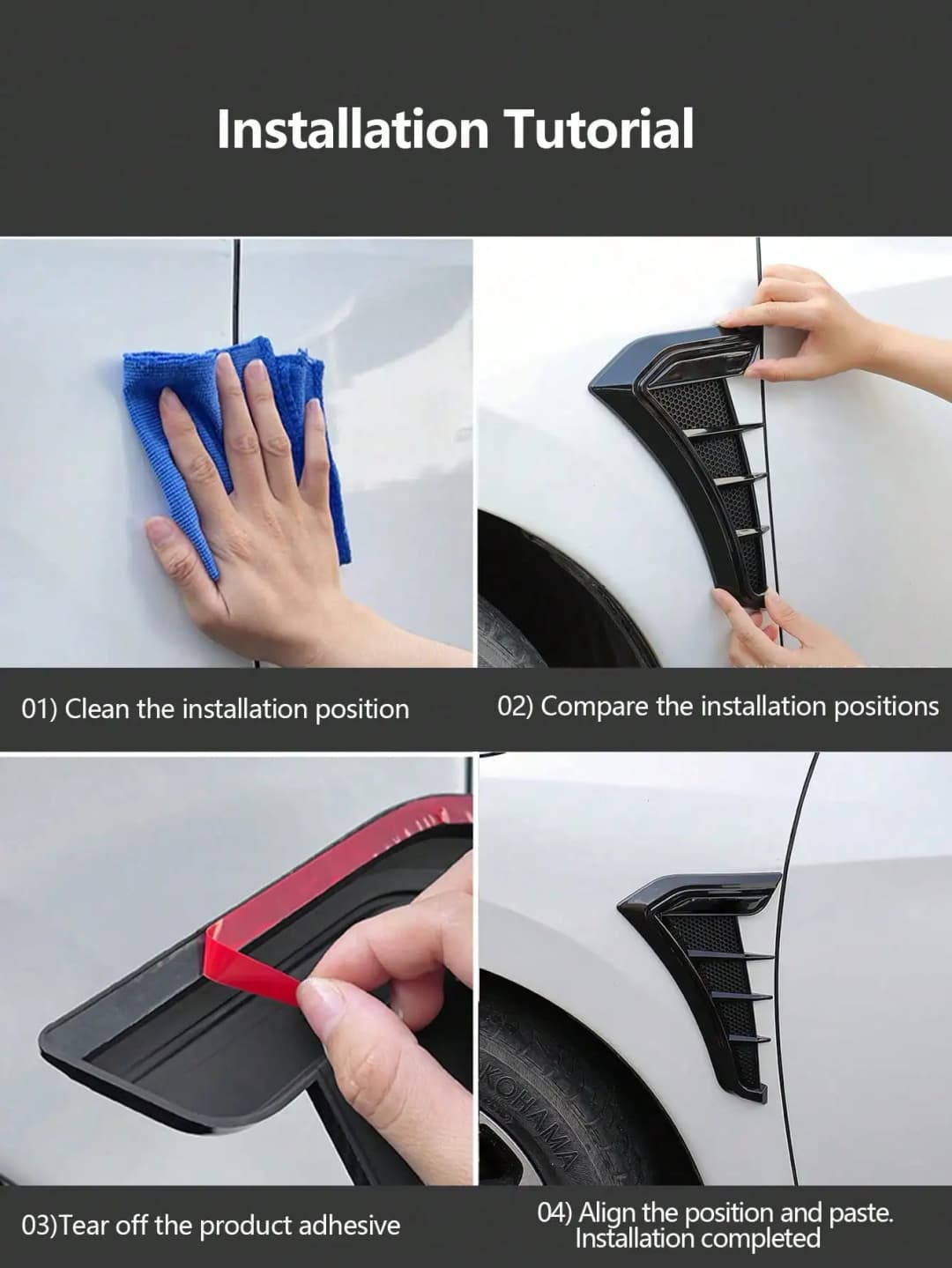 ملصقات زخرفية لجناح السيارة، ملصقات عالمية لجناح جانبي، شعار جانبي معدّل لمنفذ الهواء - 5