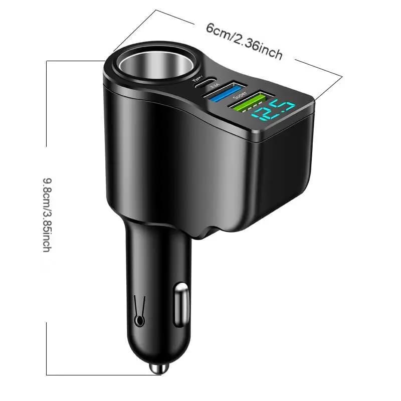 New digital display car fast charging dual USB car charger car one to three cigarette lighter 66W car multifunctional charger - 6