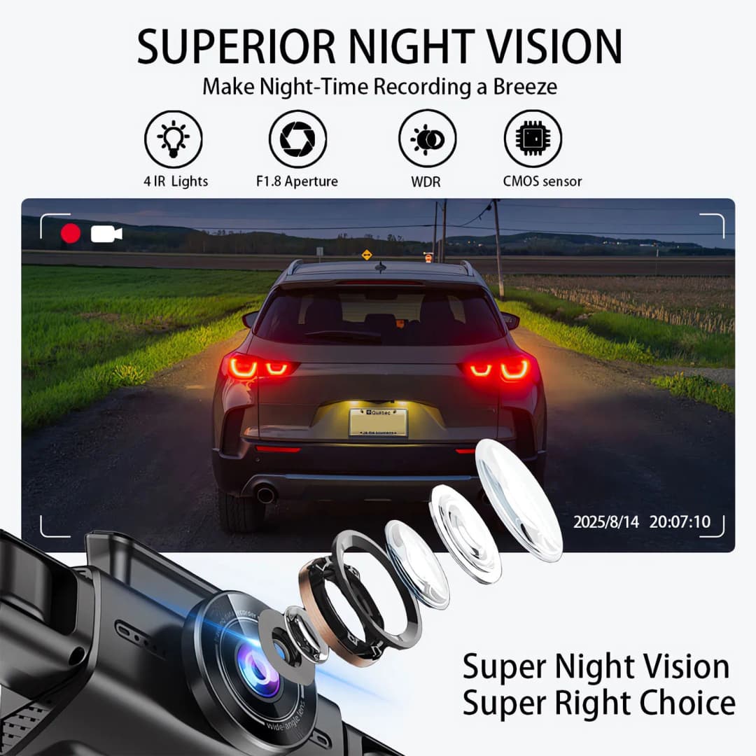 FHD 1080P 4 Channel Full HD Car DVR Wifi Dash Cam 4 Cameras Dashcam Video Recorder Night Vision Black Box Cabin 24H Parking - 5