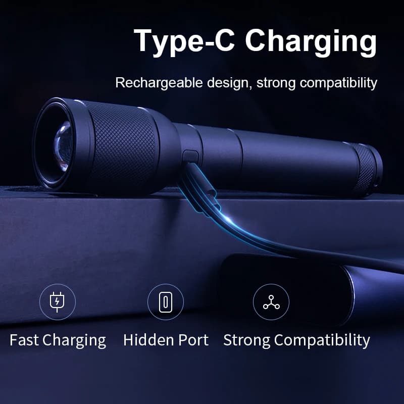 Philips 2pcs Strong Light Flashlight USB Rechargeable flashlight Lamp Portable Ultra Bright Long-range Outdoor Led flashlights - 2
