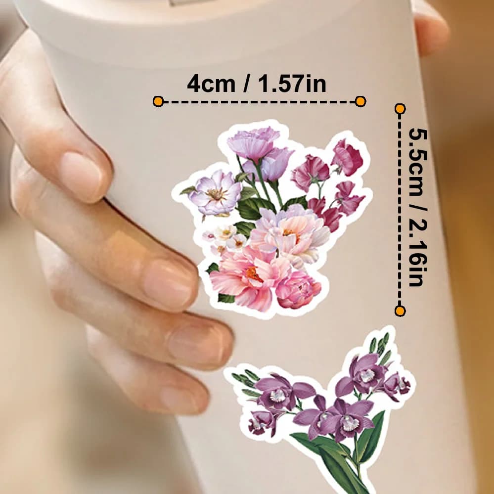 30/60/180 Flowers Stickers Cartoon Cute Decals Toy Stationery Guitar Phone Bicycle Laptop Luggage Car Graffiti Kids Sticker - 2