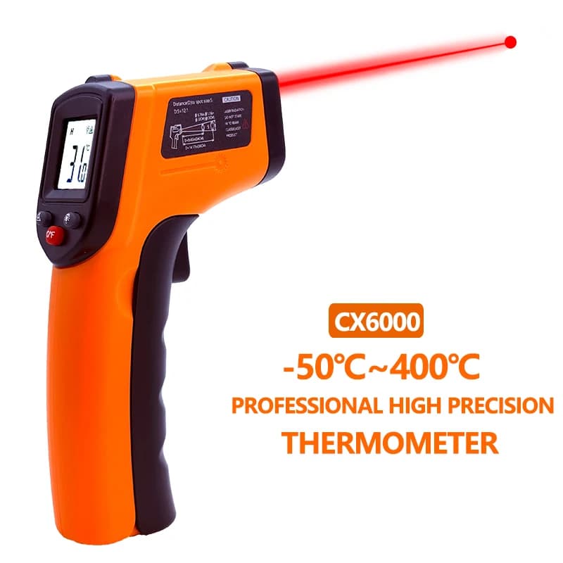 مقياس حرارة بالأشعة تحت الحمراء رقمي، مسدس ليزر لقياس الحرارة عن بعد، نطاق -50 إلى 400 درجة مئوية - 4