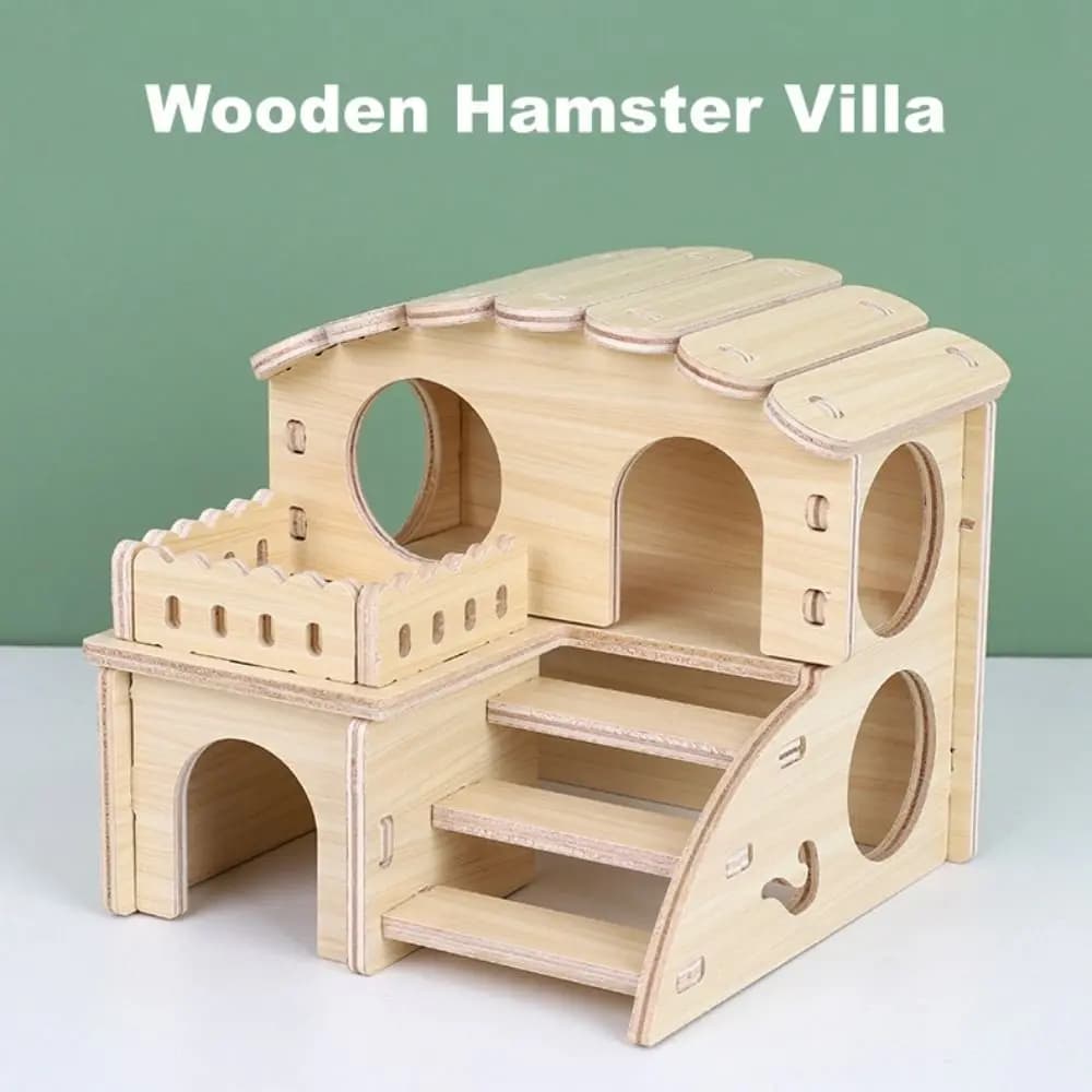 New Wooden Hamster Villa Chewable Easy to Install Platform House Durable Cage Accessories Hamster Climb Pet Supplies
