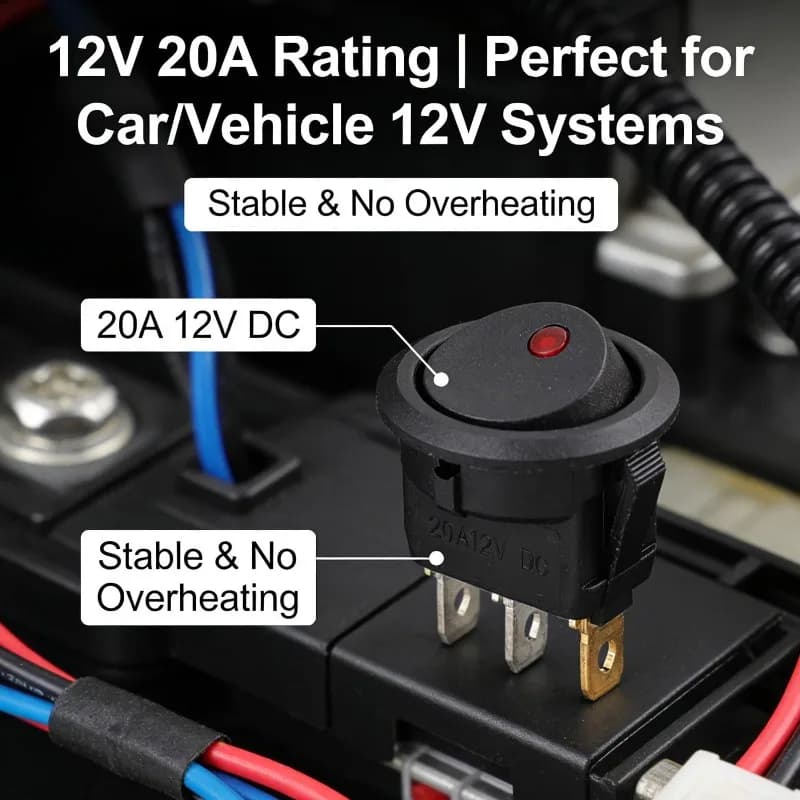 Car Truck Rocker 3 Pin 2 Position Switch on/Off Control SPST for Marine Auto Parts 12V LED Boat Switch with Light 1/3/12pcs - 6