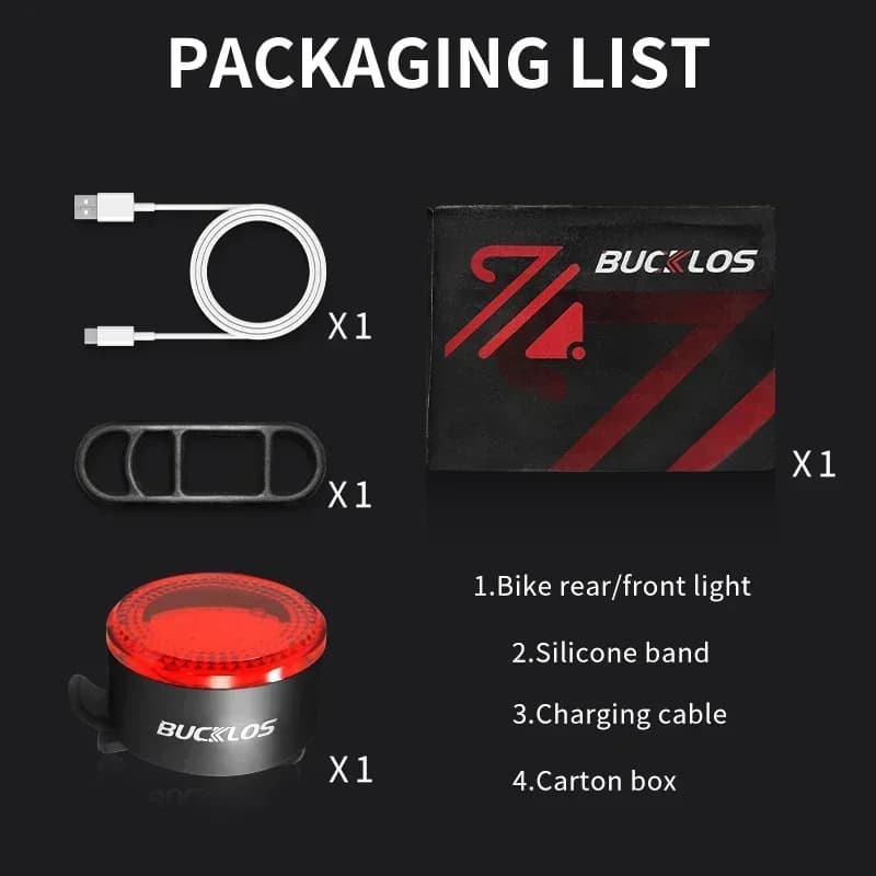 BUCKLOS Bike Light COB Front Rear Bicycle Lights LED Rechargeable Mountain Road Bicycle Lamp MTB Tail Light Cycling Flashlight - 6