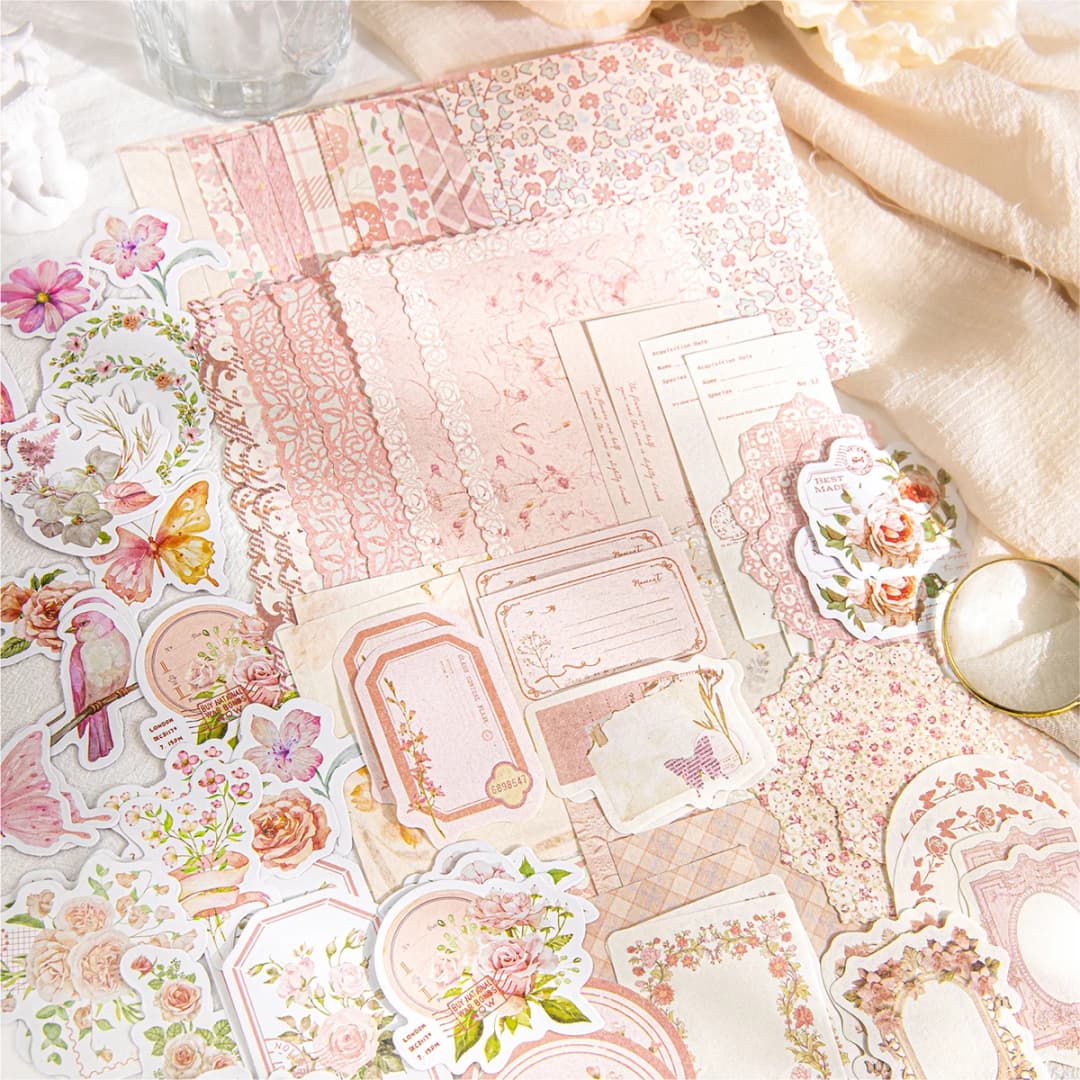 100 قطعة/المجموعة المواد المختلطة حزمة زهرة سلسلة جوفاء الدانتيل كتيب الحدود التمهيدي ورقة DIY ملصق مزخرفة ملاحظات سجل القصاصات - 2