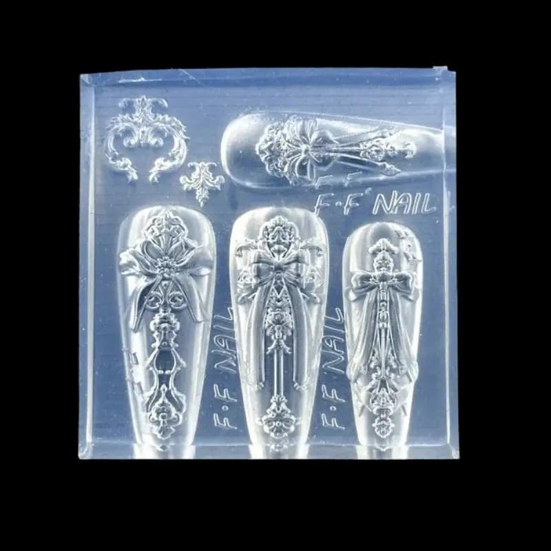 إطار صور أفاتار قالب أظافر سيليكون ثلاثي الأبعاد، تصميم فيونكة على الطراز الأوروبي، قالب مانيكير وأداة تزيين فن الأظافر - 3