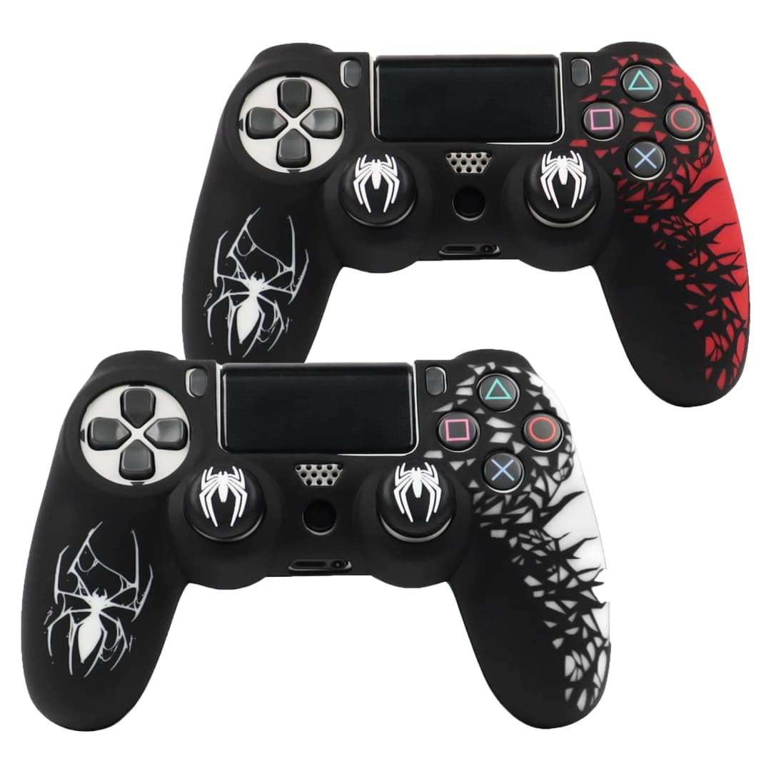 غطاء سيليكون ناعم لحافظة وحدة تحكم PS4، حماية كاملة 360 درجة، مقاوم للعرق والخدوش، لا يبهت، مع أغطية عصا الإبهام