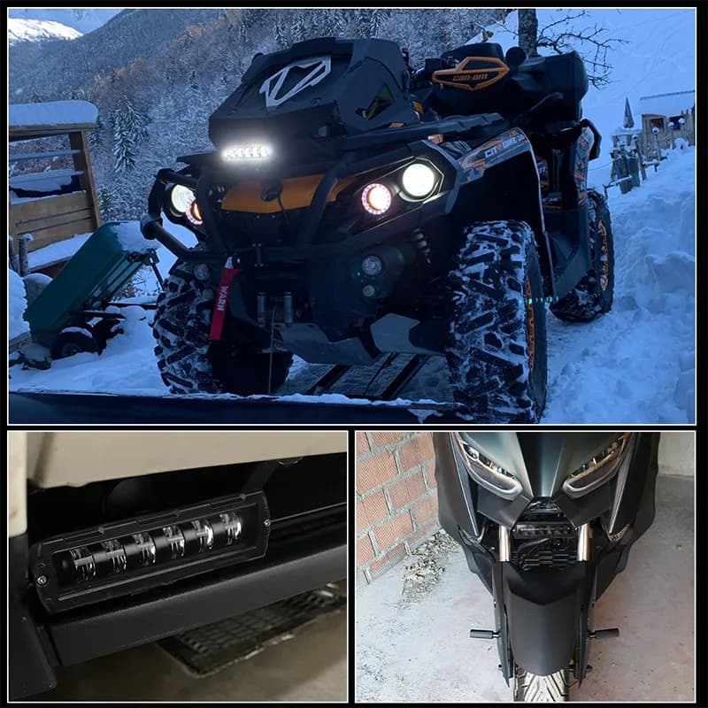 شريط إضاءة LED 6 بوصة 7D 6D ضوء قيادة طرق وعرة ضوء عمل مصابيح ضباب للدراجات النارية 4X4 ATV SUV الشاحنات الجرارات 12V 24V - 6