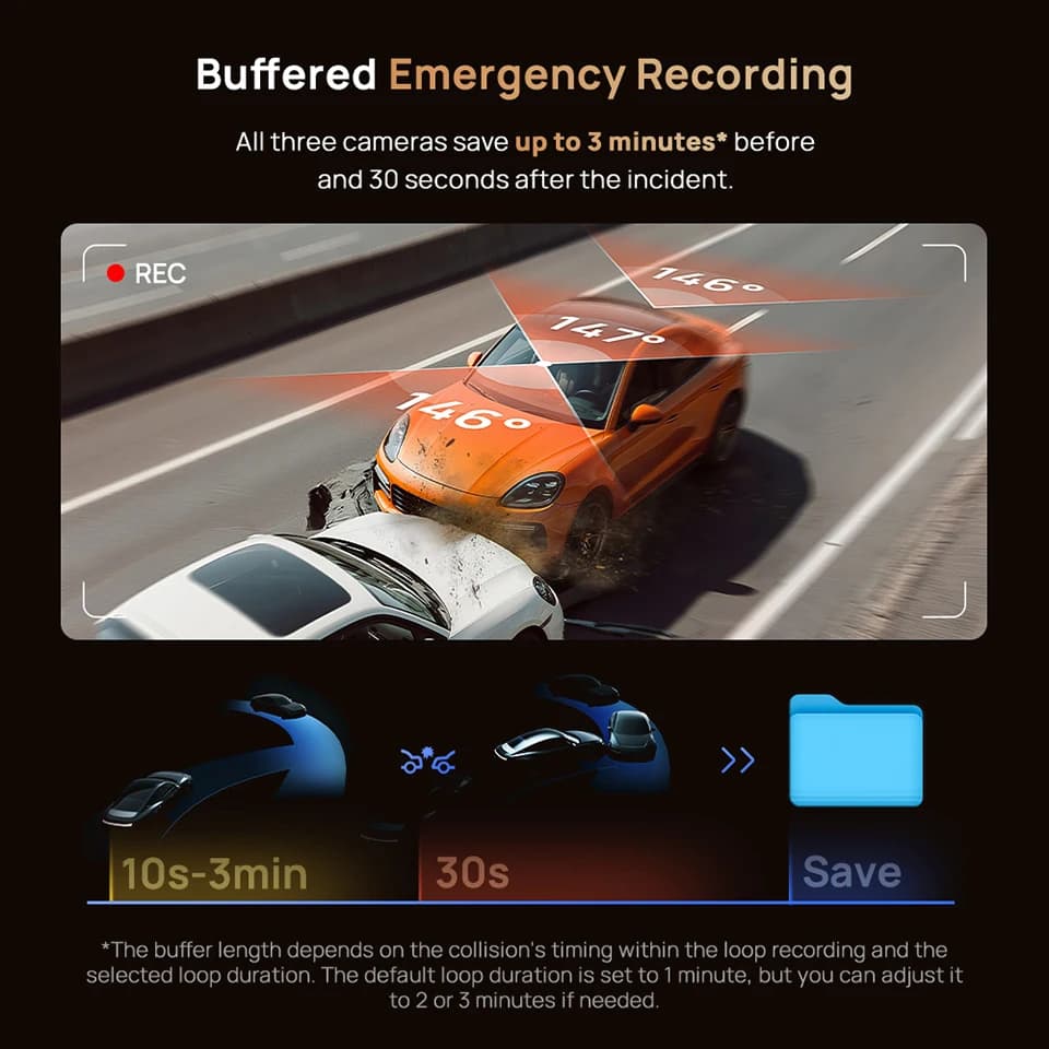 70mai Dash Cam T800 4K IMX678 Front Cam & 1080P Infrared Interior Cam Dual Channel in One Recorder 70mai T800 Global Version - 3