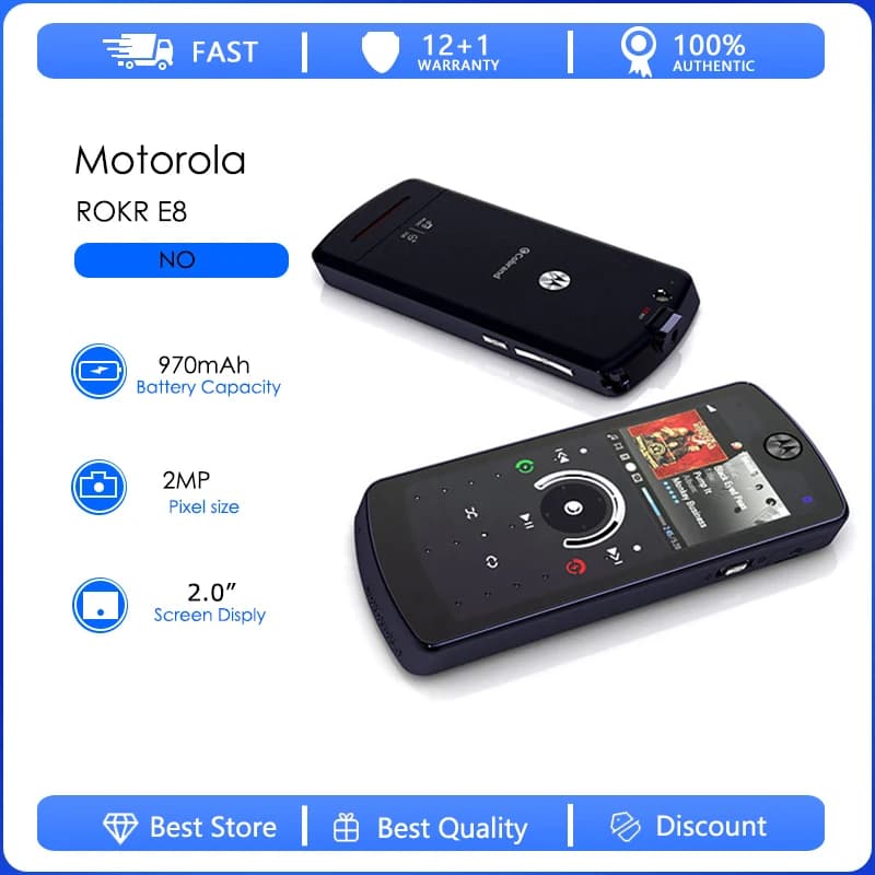 Motorola ROKR E8 Refurbished-Original E8  Detachable Battery 970mAh Cell Phone Wholesale Free shipping Only support English