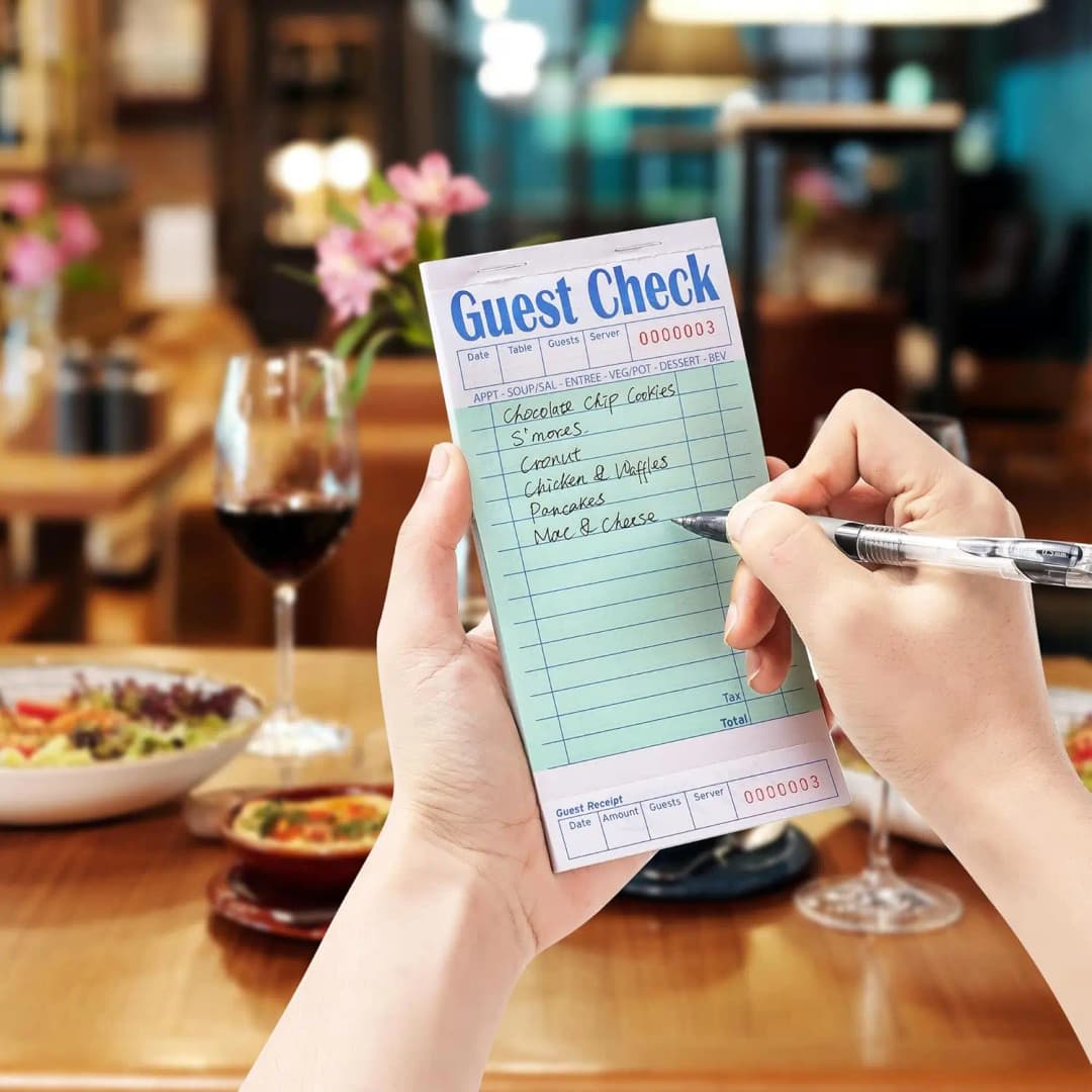 2/6 عبوات من وسادات ملاحظات الخادم، كتب فحص الضيوف للخوادم، مفكرة فحص الضيوف لخوادم النادلة 50 ورقة/وسادة - 6