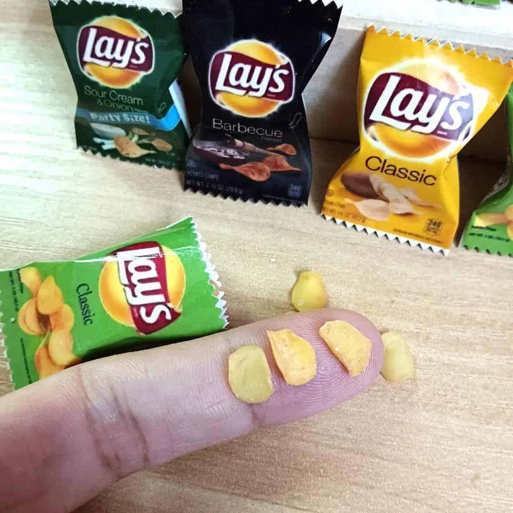 NEW 2Bag with Chips 1/6 Scale Dollhouse Miniature Fried Chips Mini Pretend Food for Blyth BJD Doll House Toys - 5